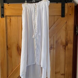 Raviya White High-Low Skirt with Tassels